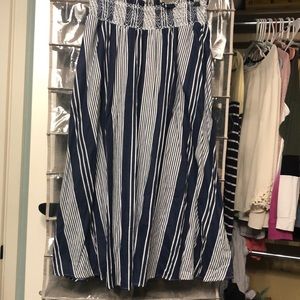 Navy and white flared skirt